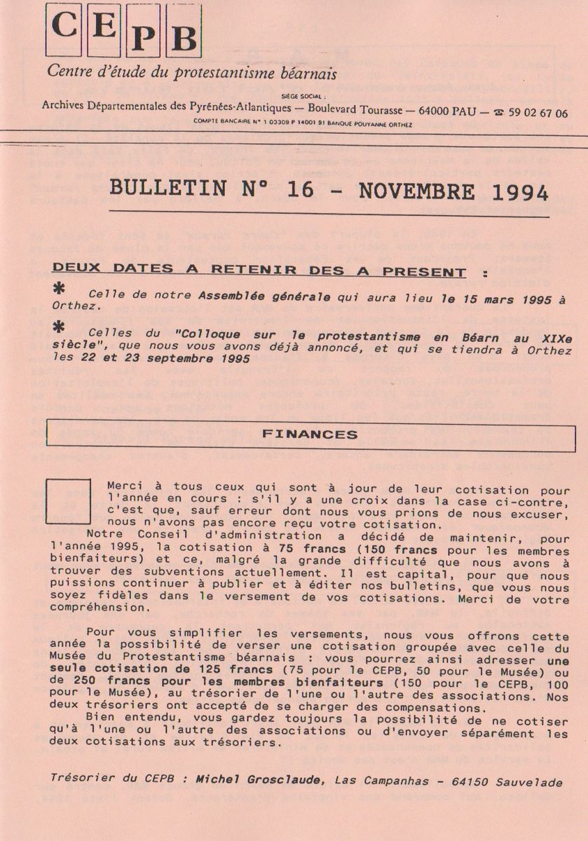 protestantisme Béarn bulletin 16