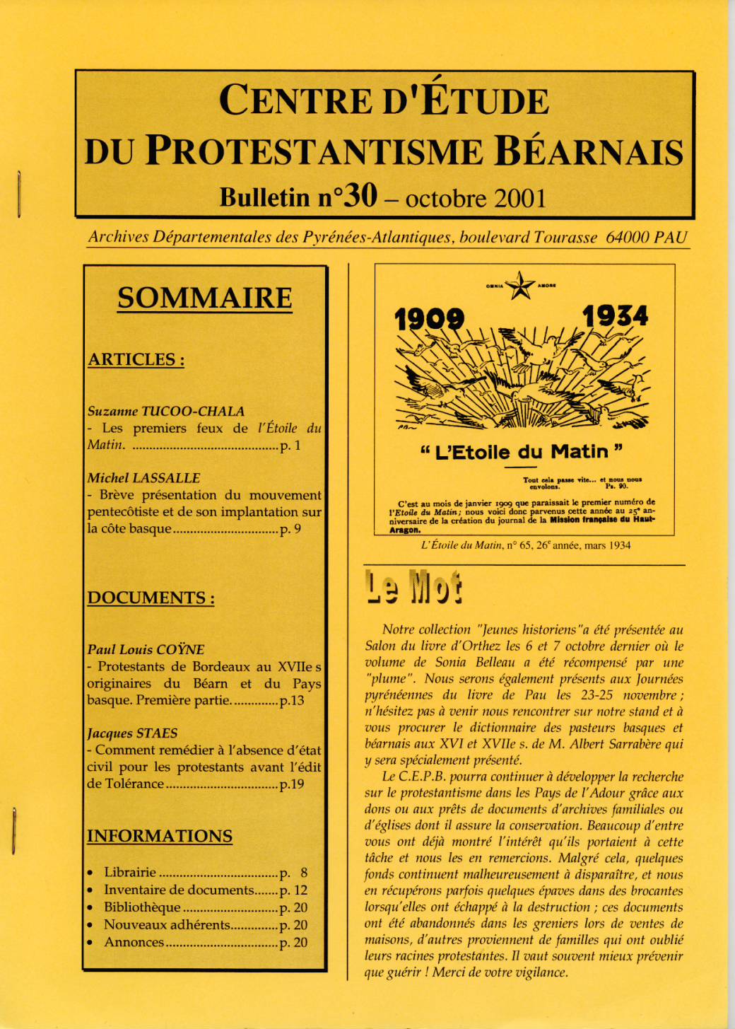 CEPB Protestantisme Béarn bulletin 30